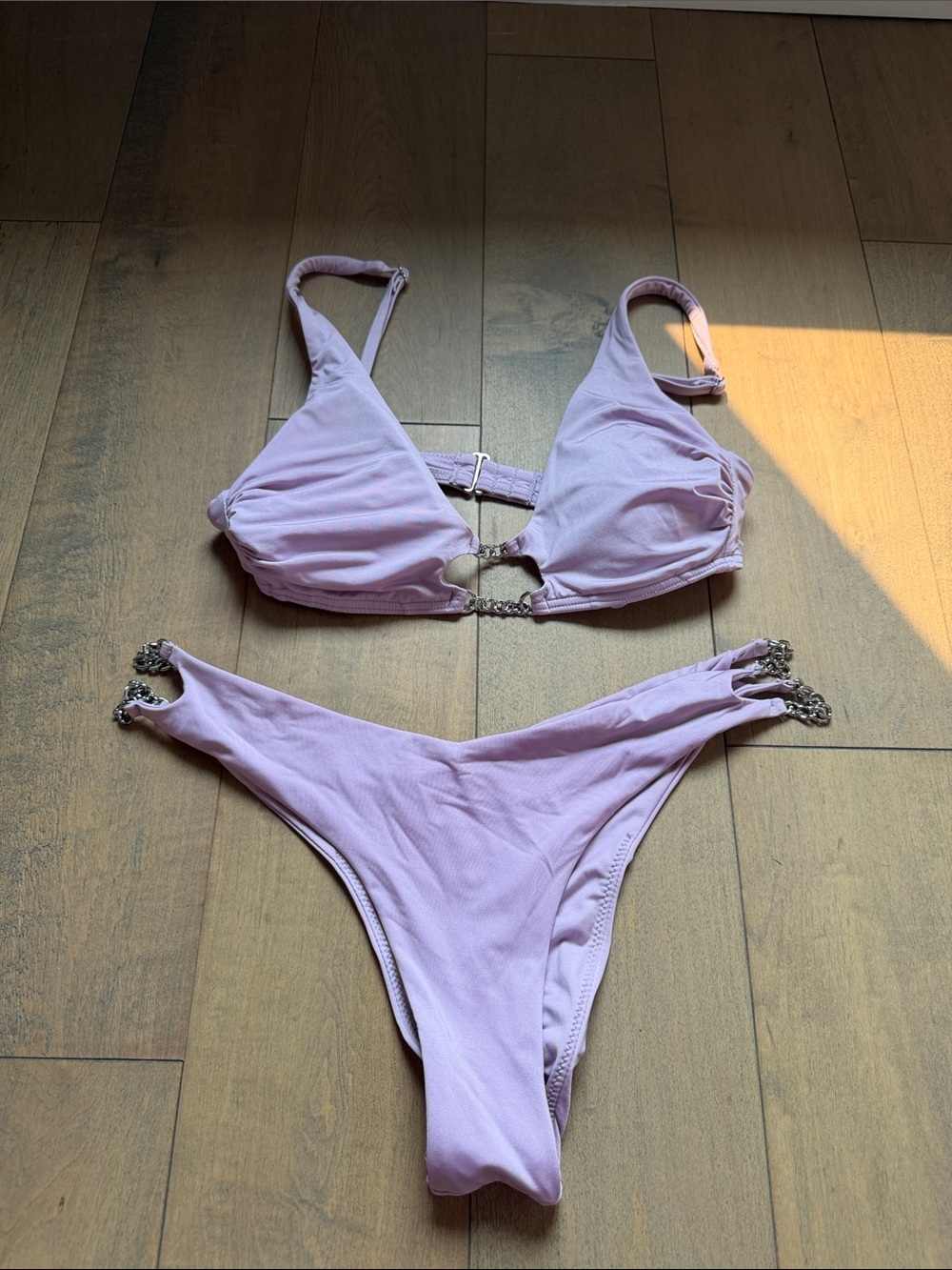 SEATONIC Lilac Chain-Detail Two-Piece Bikini Set